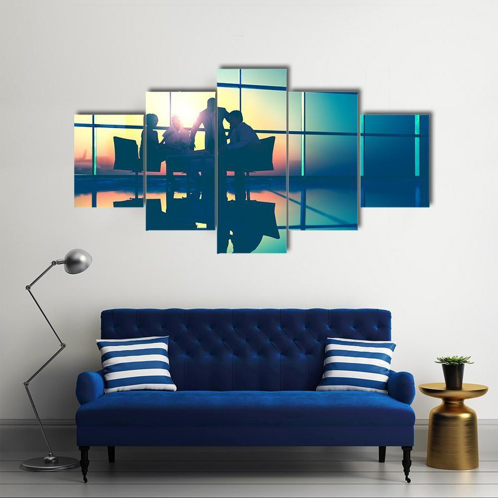 Business Meeting Canvas Wall Art-5 Star-Gallery Wrap-62" x 32"-Tiaracle