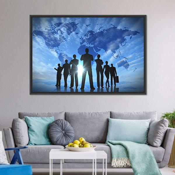 Business People Silhouettes Canvas Wall Art-1 Piece-Floating Frame-24" x 16"-Tiaracle