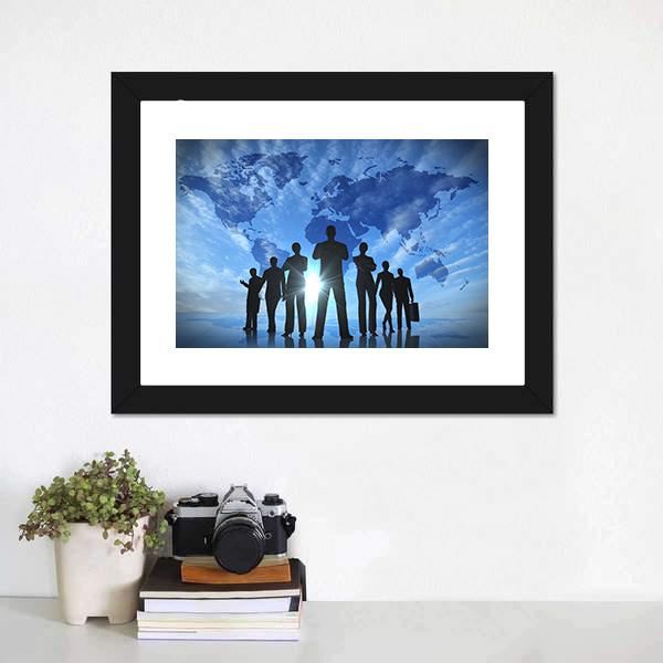Business People Silhouettes Canvas Wall Art-1 Piece-Framed Print-20" x 16"-Tiaracle