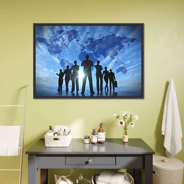 Business People Silhouettes Canvas Wall Art-5 Horizontal-Gallery Wrap-22" x 12"-Tiaracle