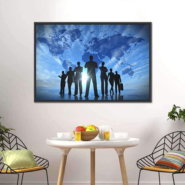 Business People Silhouettes Canvas Wall Art-5 Horizontal-Gallery Wrap-22" x 12"-Tiaracle