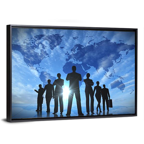 Business People Silhouettes Canvas Wall Art-5 Horizontal-Gallery Wrap-22" x 12"-Tiaracle