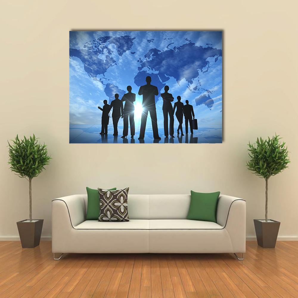 Business People Silhouettes Canvas Wall Art-4 Horizontal-Gallery Wrap-34" x 24"-Tiaracle