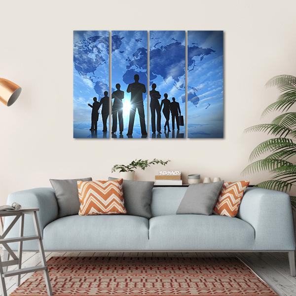 Business People Silhouettes Canvas Wall Art-4 Horizontal-Gallery Wrap-34" x 24"-Tiaracle