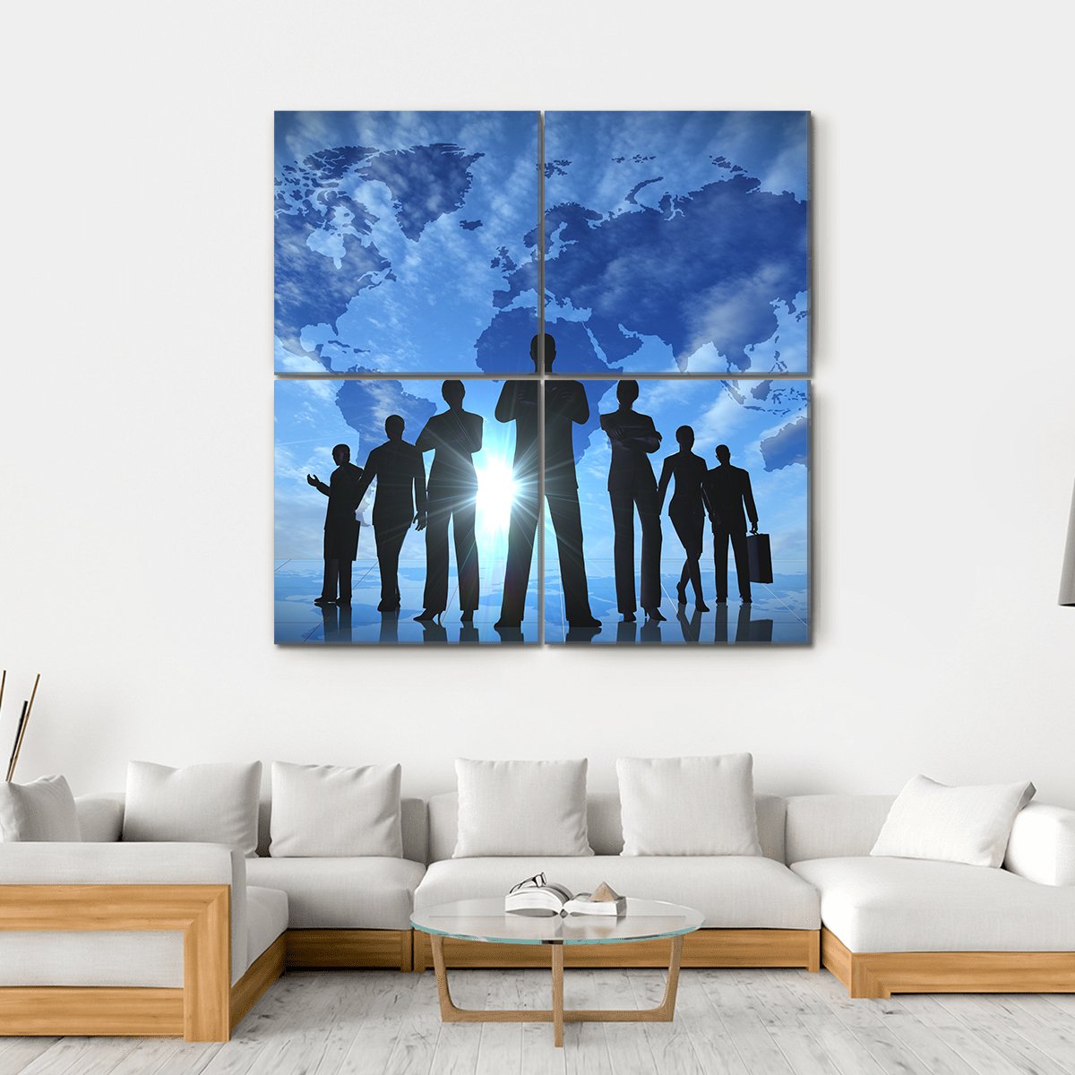 Business People Silhouettes Canvas Wall Art-4 Square-Gallery Wrap-17" x 17"-Tiaracle