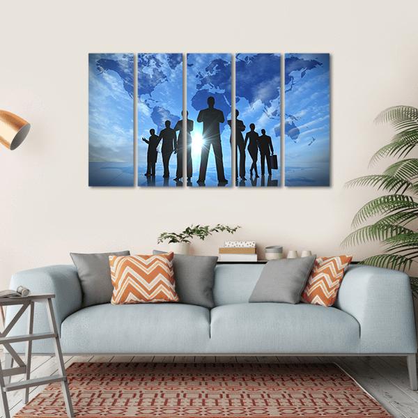 Business People Silhouettes Canvas Wall Art-5 Horizontal-Gallery Wrap-22" x 12"-Tiaracle