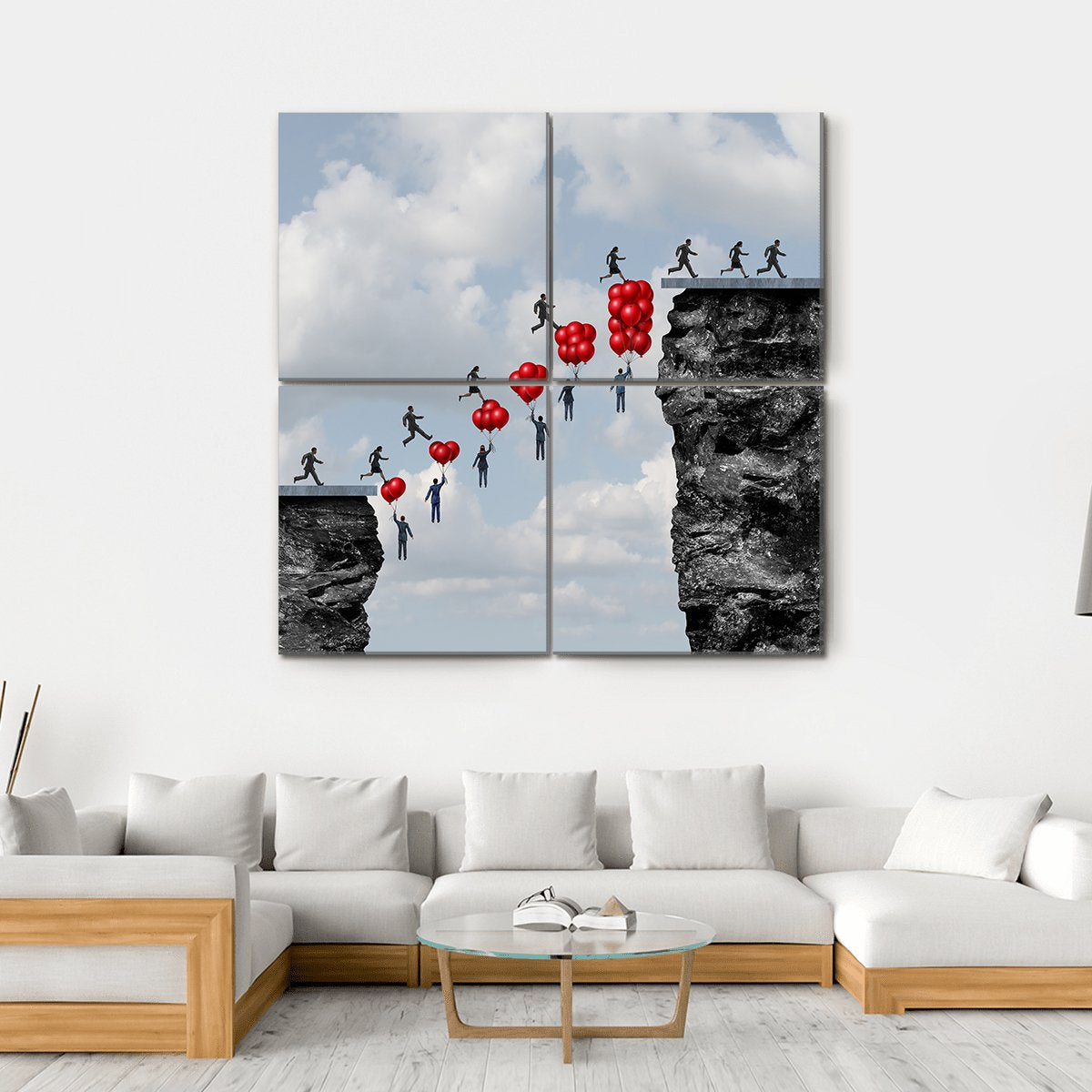 Business Teamwork Success Canvas Wall Art-4 Square-Gallery Wrap-17" x 17"-Tiaracle