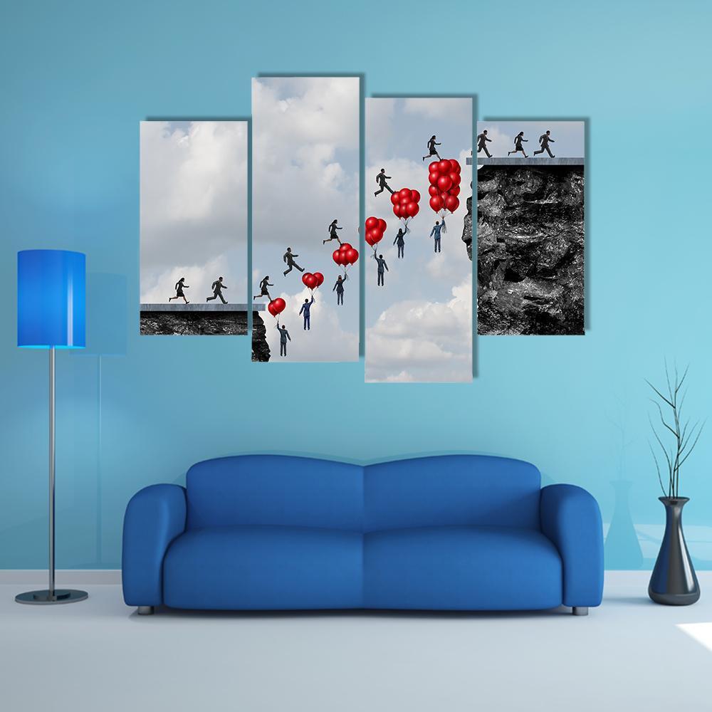 Business Teamwork Success Canvas Wall Art-4 Pop-Gallery Wrap-50" x 32"-Tiaracle