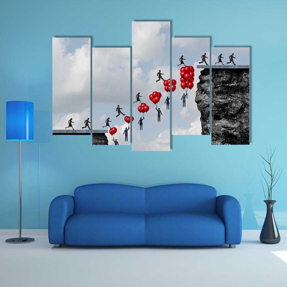 Business Teamwork Success Canvas Wall Art-5 Pop-Gallery Wrap-47" x 32"-Tiaracle