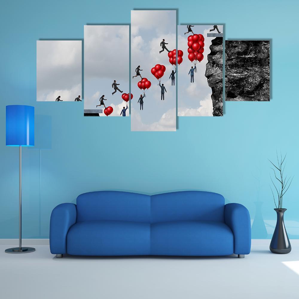 Business Teamwork Success Canvas Wall Art-5 Star-Gallery Wrap-62&quot; x 32&quot;-Tiaracle