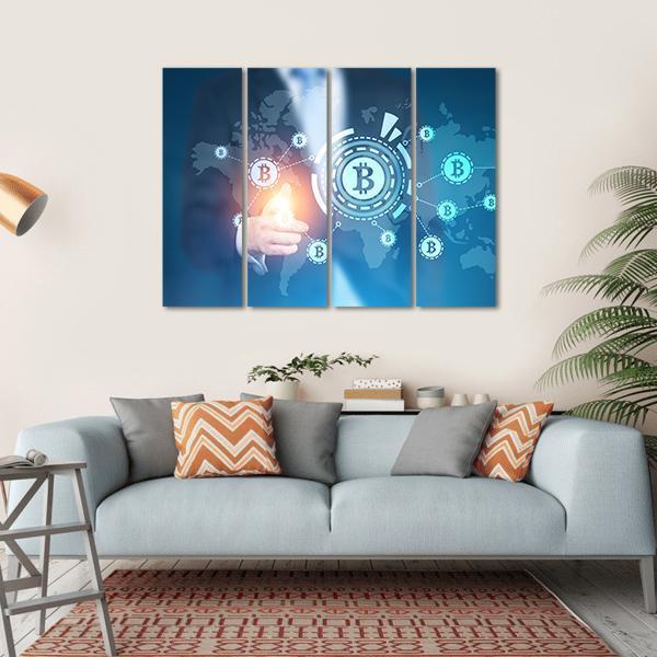Businessman With Bitcoin Canvas Wall Art-4 Horizontal-Gallery Wrap-34" x 24"-Tiaracle