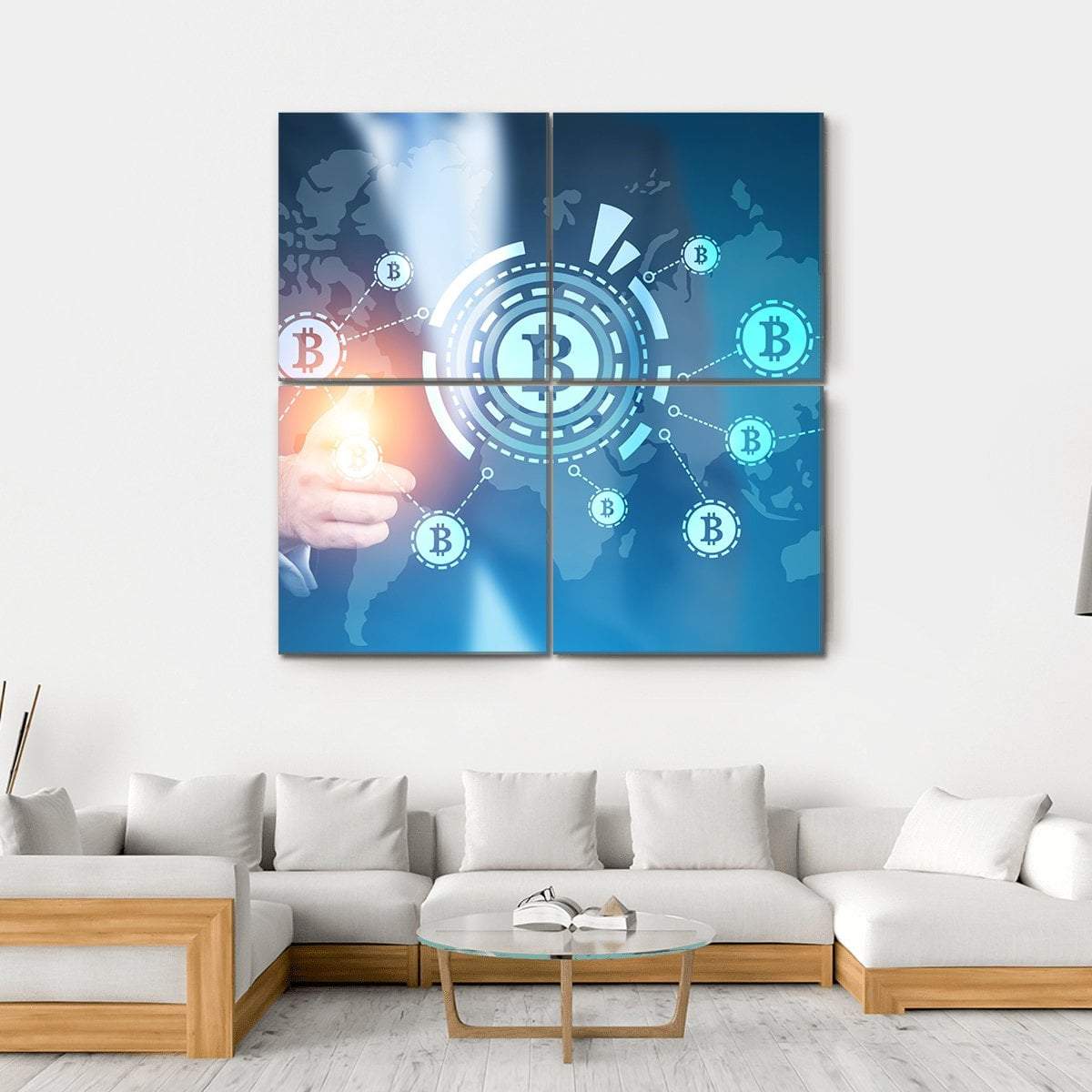 Businessman With Bitcoin Canvas Wall Art-5 Horizontal-Gallery Wrap-22" x 12"-Tiaracle