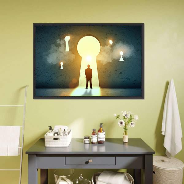 Businessman Silhouette Canvas Wall Art-5 Horizontal-Gallery Wrap-22" x 12"-Tiaracle