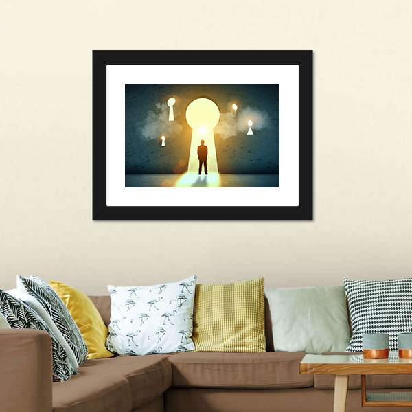 Businessman Silhouette Canvas Wall Art-5 Horizontal-Gallery Wrap-22" x 12"-Tiaracle