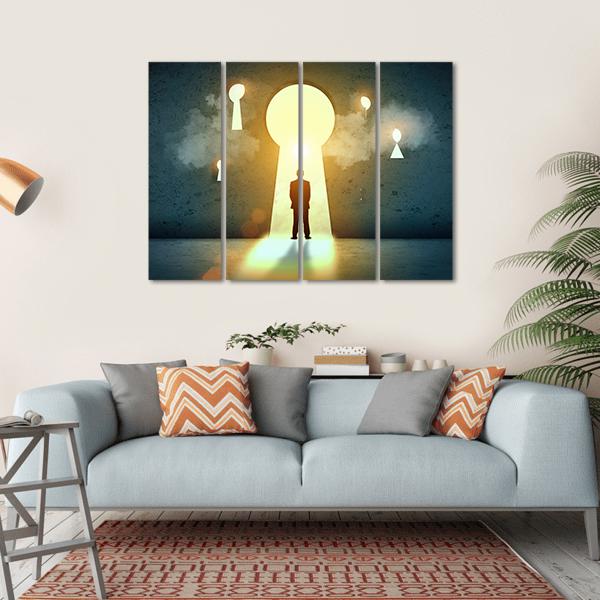 Businessman Silhouette Canvas Wall Art-4 Horizontal-Gallery Wrap-34" x 24"-Tiaracle