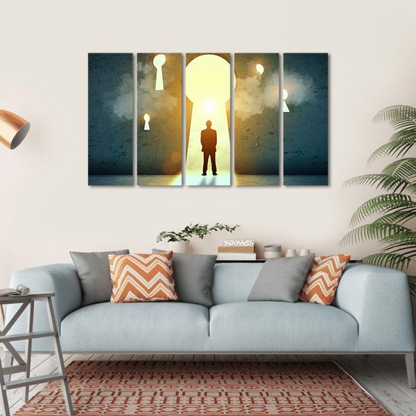 Businessman Silhouette Canvas Wall Art-5 Horizontal-Gallery Wrap-22" x 12"-Tiaracle