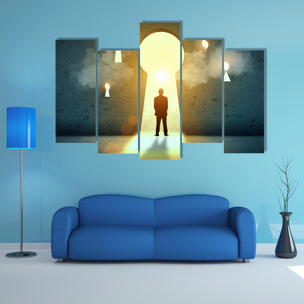 Businessman Silhouette Canvas Wall Art-5 Pop-Gallery Wrap-47" x 32"-Tiaracle