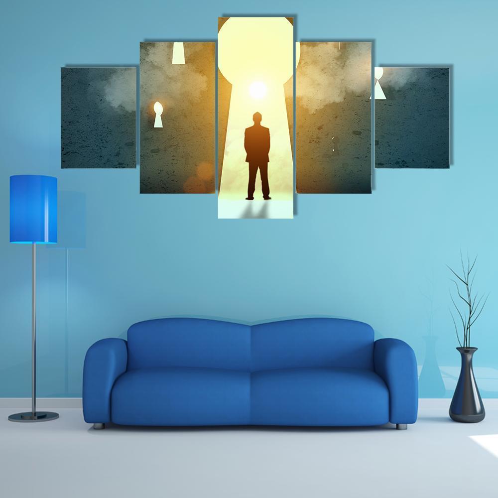 Businessman Silhouette Canvas Wall Art-5 Star-Gallery Wrap-62" x 32"-Tiaracle
