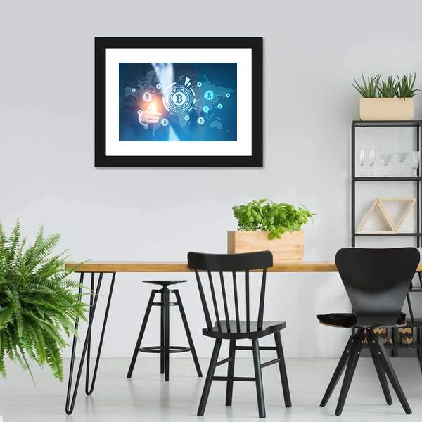 Businessman With Bitcoin Panoramic Canvas Wall Art-1 Piece-36" x 12"-Tiaracle