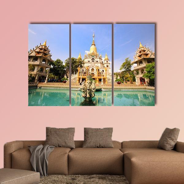 Buu Long Pagoda Canvas Wall Art-3 Horizontal-Gallery Wrap-25" x 16"-Tiaracle