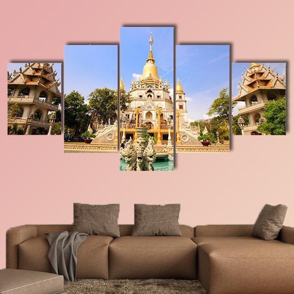 Buu Long Pagoda Canvas Wall Art-5 Star-Gallery Wrap-62" x 32"-Tiaracle