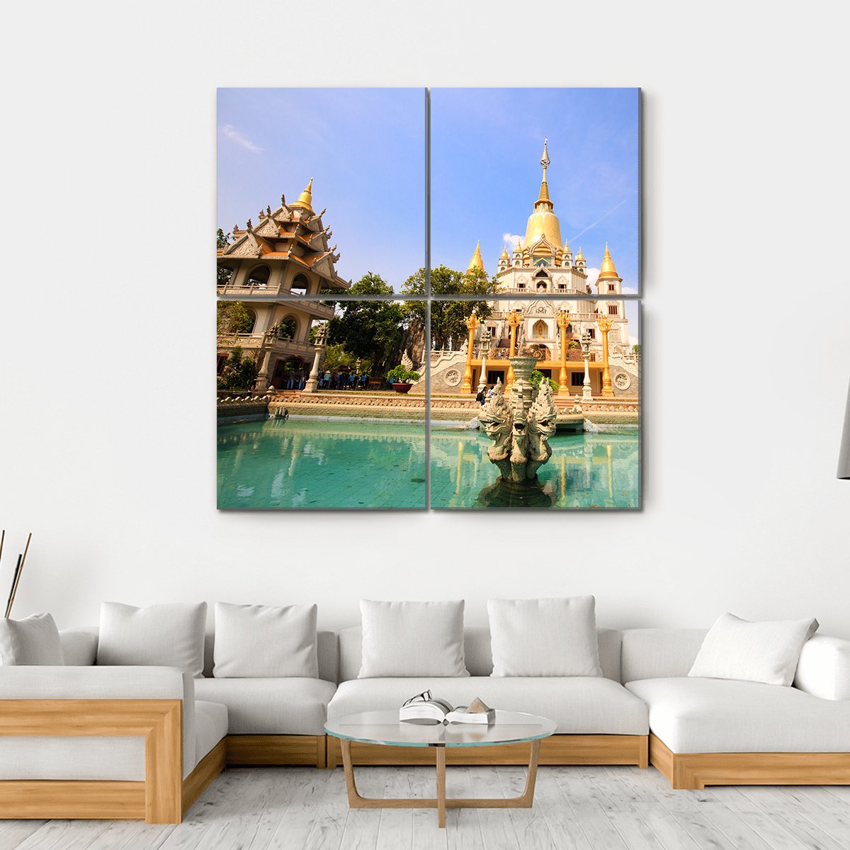 Buu Long Pagoda Canvas Wall Art-4 Square-Gallery Wrap-17" x 17"-Tiaracle