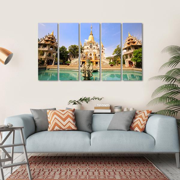 Buu Long Pagoda Canvas Wall Art-5 Horizontal-Gallery Wrap-22" x 12"-Tiaracle