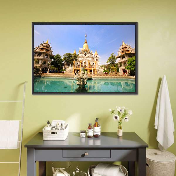 Buu Long Pagoda Canvas Wall Art-3 Horizontal-Gallery Wrap-25" x 16"-Tiaracle