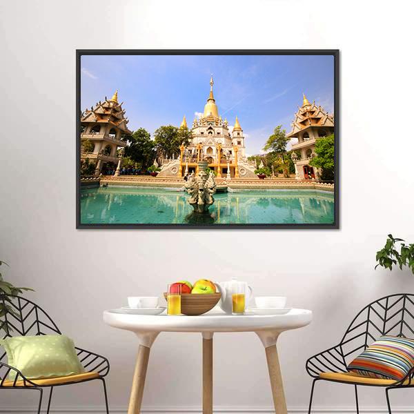 Buu Long Pagoda Canvas Wall Art-3 Horizontal-Gallery Wrap-25" x 16"-Tiaracle