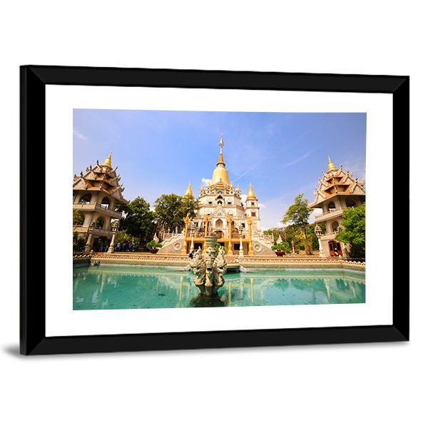 Buu Long Pagoda Canvas Wall Art-3 Horizontal-Gallery Wrap-25" x 16"-Tiaracle