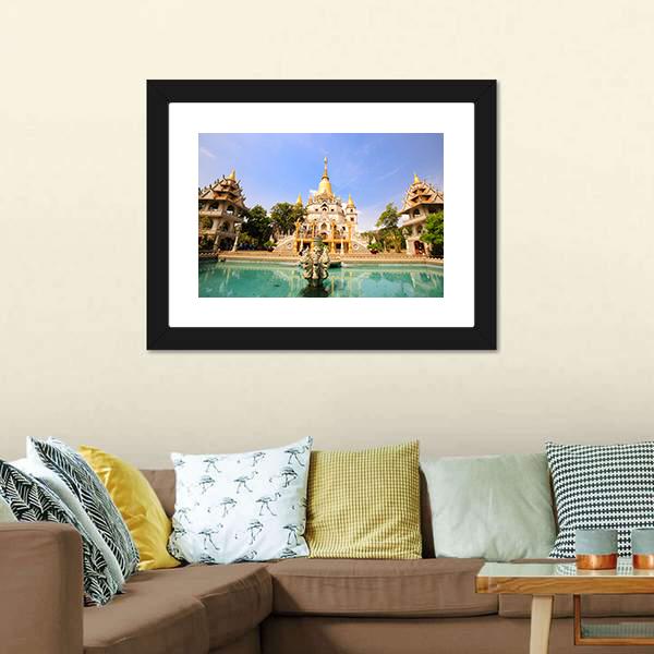 Buu Long Pagoda Canvas Wall Art-3 Horizontal-Gallery Wrap-25" x 16"-Tiaracle
