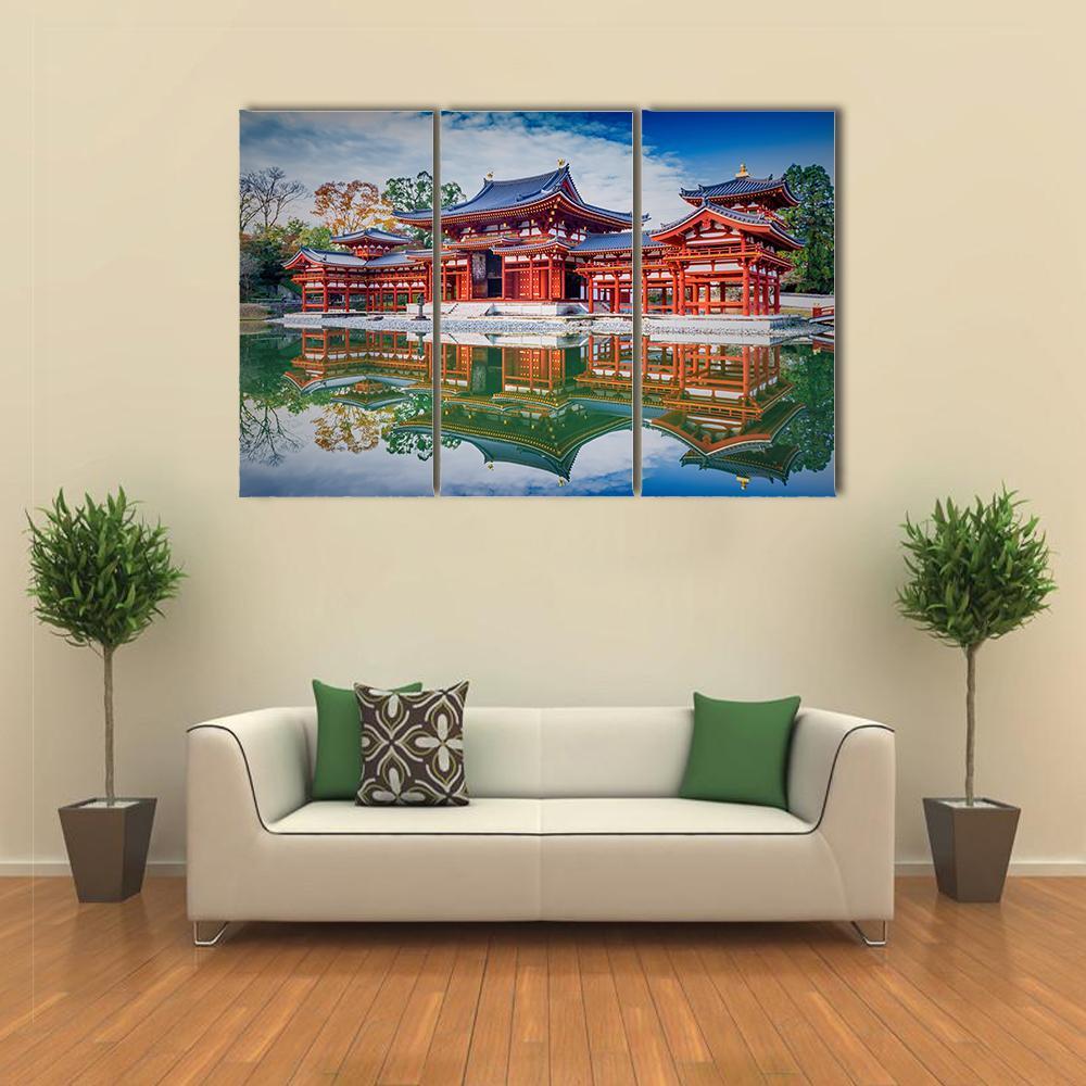 Byodoin Buddhist Temple Canvas Wall Art-3 Horizontal-Gallery Wrap-37" x 24"-Tiaracle