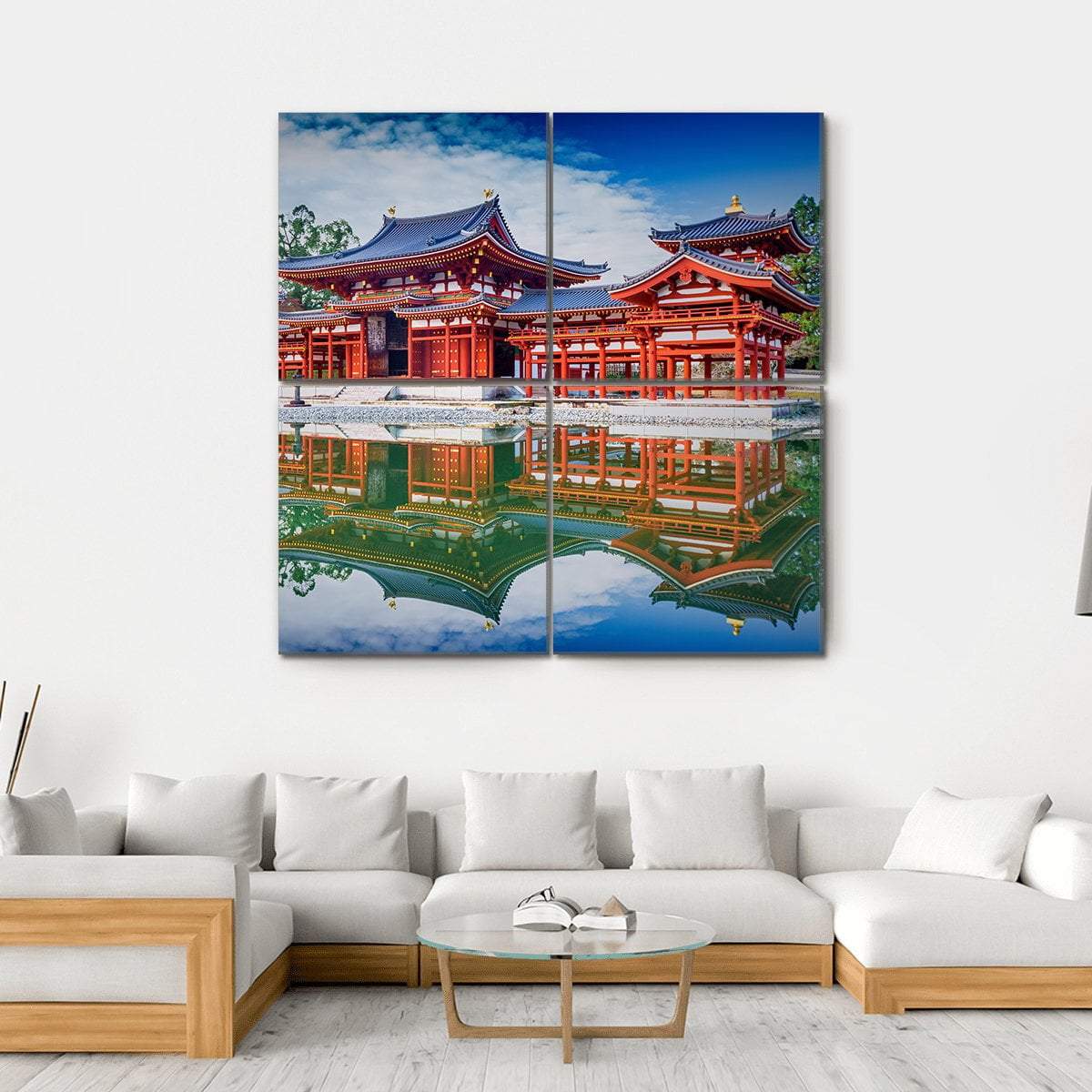Byodoin Buddhist Temple Canvas Wall Art-4 Square-Gallery Wrap-17" x 17"-Tiaracle