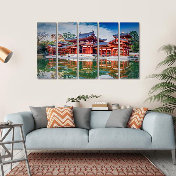 Byodoin Buddhist Temple Canvas Wall Art-5 Horizontal-Gallery Wrap-22" x 12"-Tiaracle