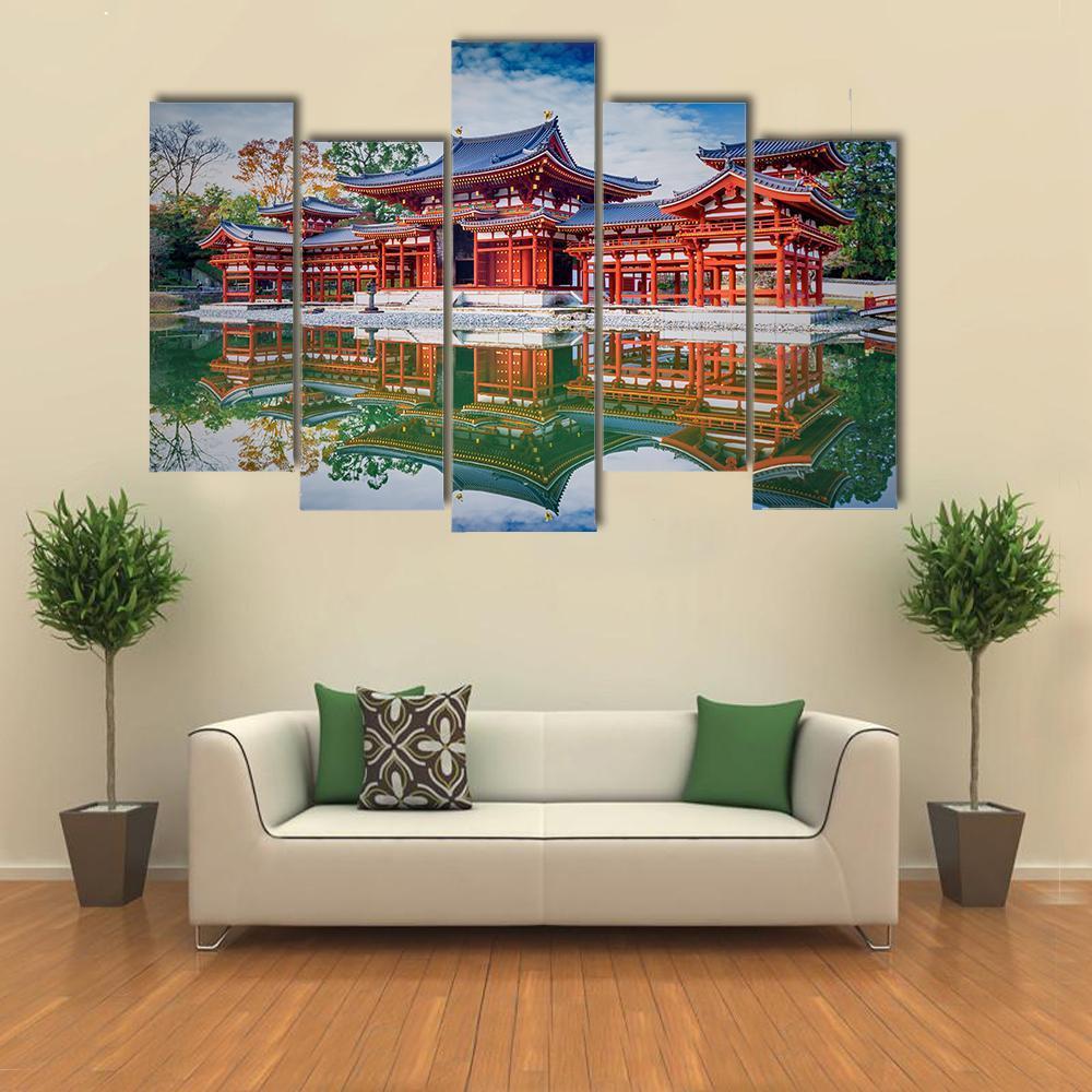 Byodoin Buddhist Temple Canvas Wall Art-5 Pop-Gallery Wrap-47" x 32"-Tiaracle