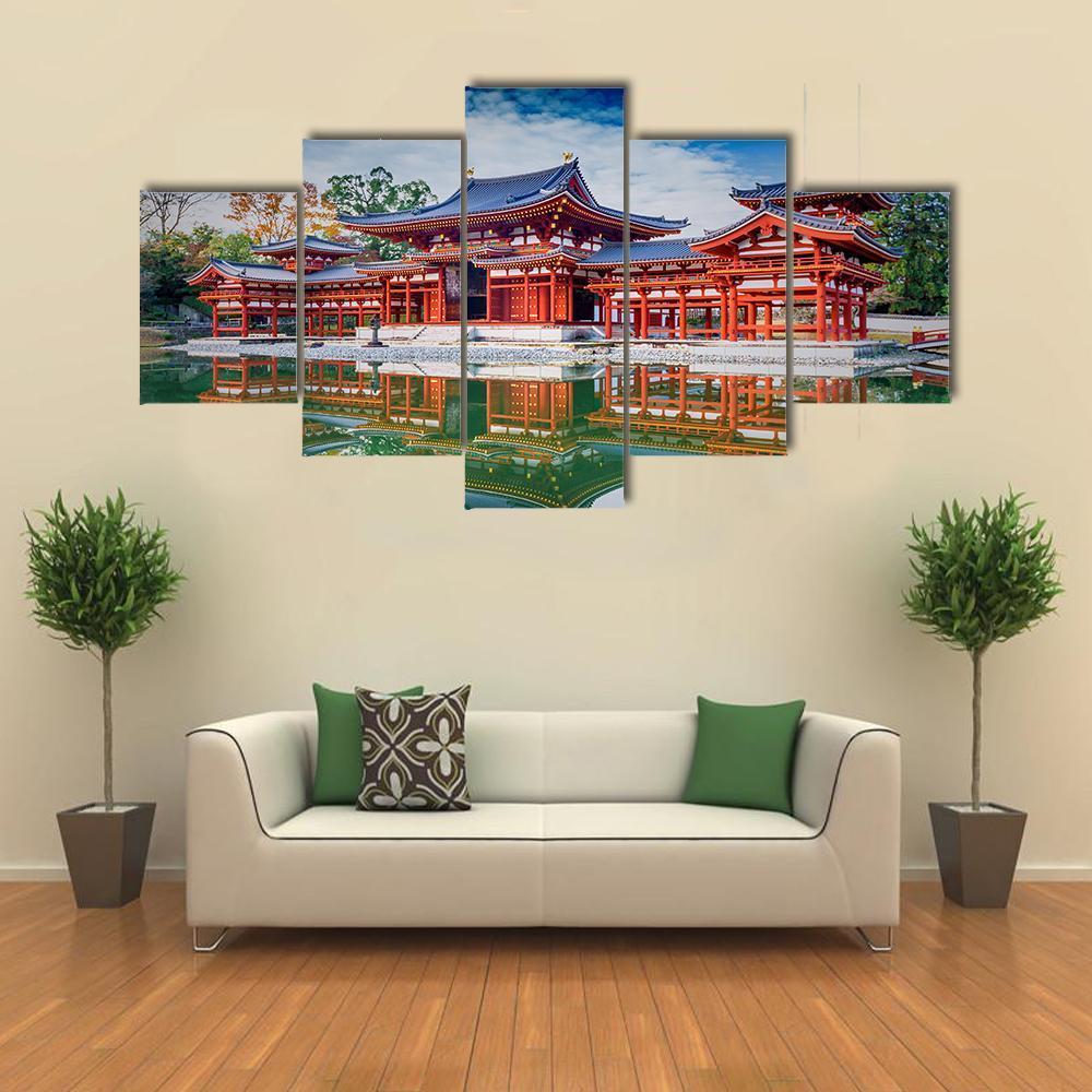 Byodoin Buddhist Temple Canvas Wall Art-3 Horizontal-Gallery Wrap-37" x 24"-Tiaracle