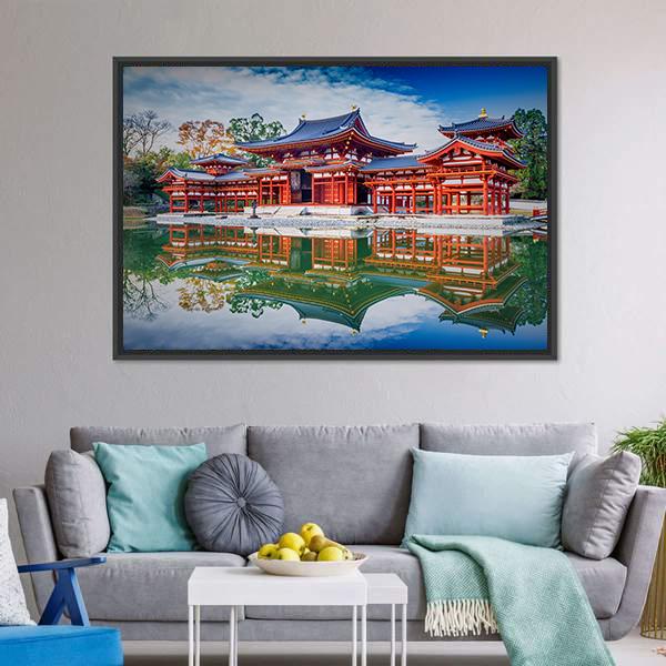 Byodoin Buddhist Temple Canvas Wall Art-3 Horizontal-Gallery Wrap-25" x 16"-Tiaracle