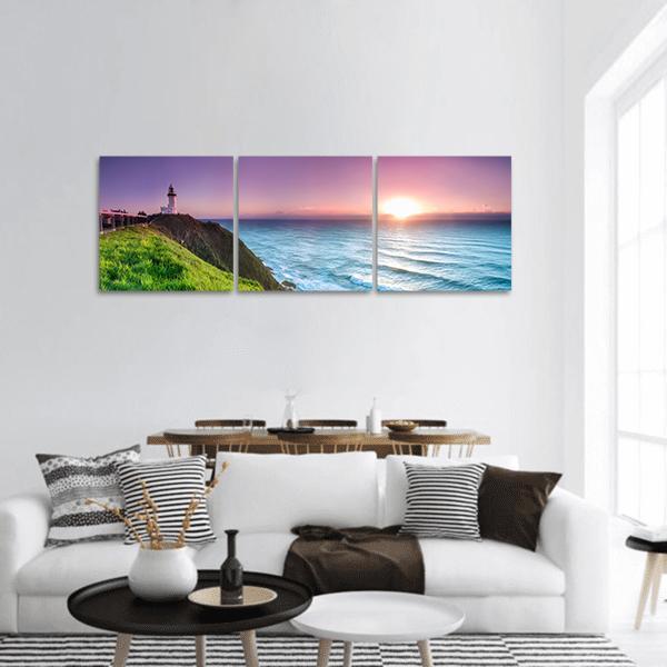 Byron Bay Lighthouse Panoramic Canvas Wall Art-3 Piece-25" x 08"-Tiaracle