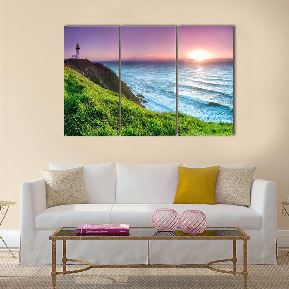 Byron Bay Lighthouse Canvas Wall Art-3 Horizontal-Gallery Wrap-37" x 24"-Tiaracle