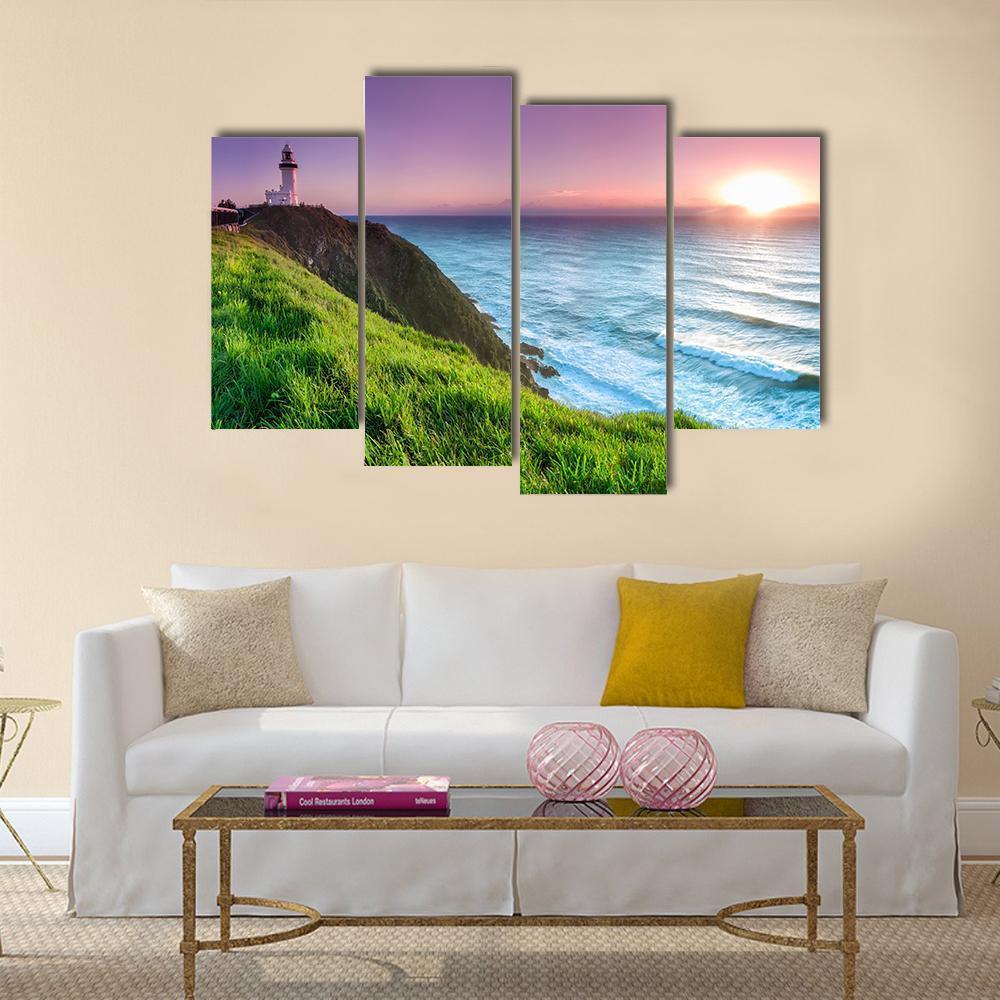 Byron Bay Lighthouse Canvas Wall Art-4 Pop-Gallery Wrap-50" x 32"-Tiaracle