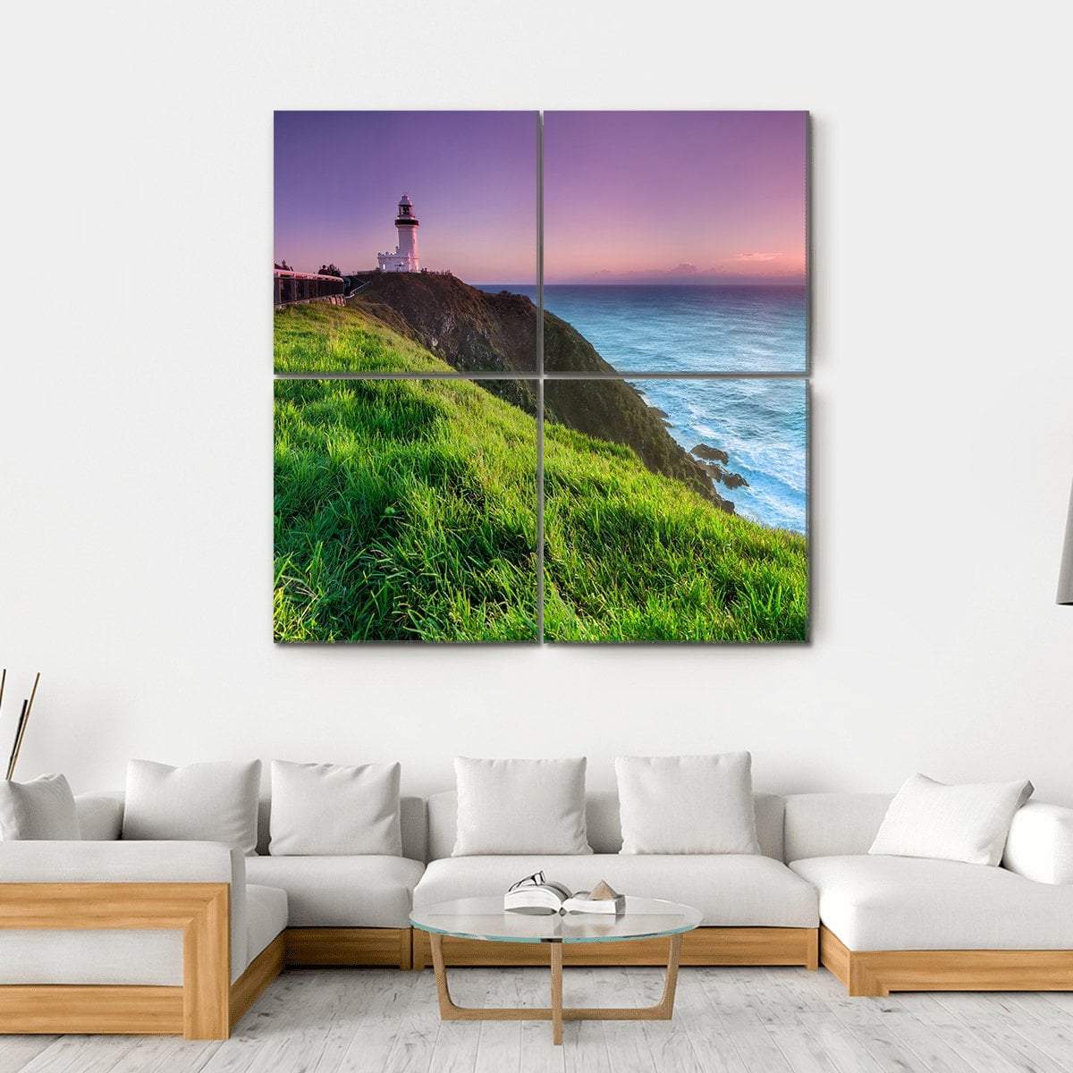 Byron Bay Lighthouse Canvas Wall Art-4 Square-Gallery Wrap-17" x 17"-Tiaracle