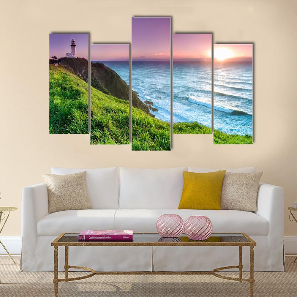 Byron Bay Lighthouse Canvas Wall Art-5 Pop-Gallery Wrap-47" x 32"-Tiaracle