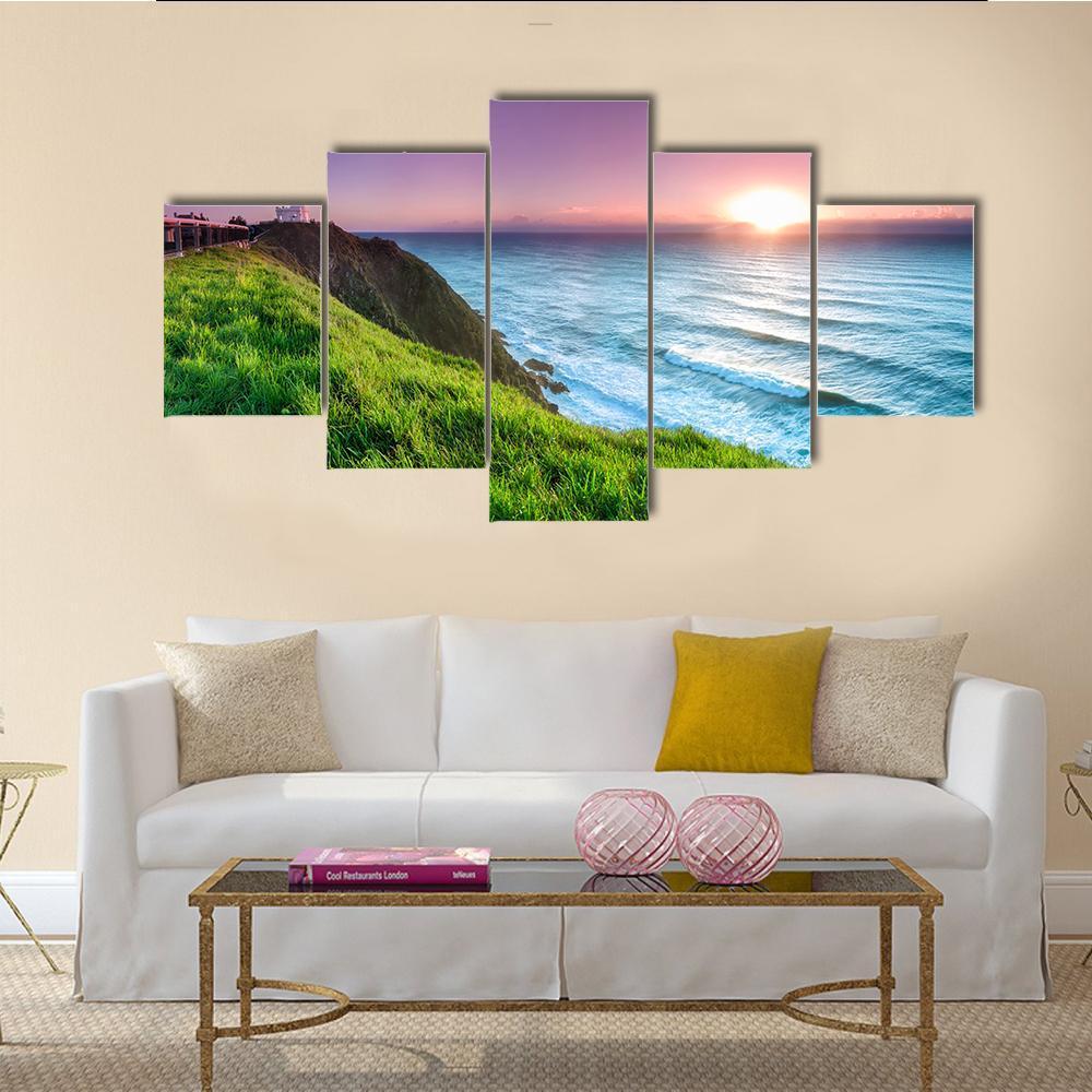 Byron Bay Lighthouse Canvas Wall Art-5 Star-Gallery Wrap-62" x 32"-Tiaracle