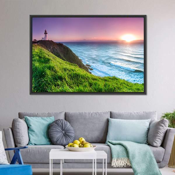 Byron Bay Lighthouse Canvas Wall Art-1 Piece-Floating Frame-24" x 16"-Tiaracle