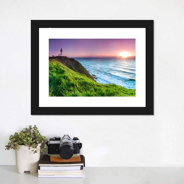 Byron Bay Lighthouse Canvas Wall Art-1 Piece-Framed Print-20" x 16"-Tiaracle
