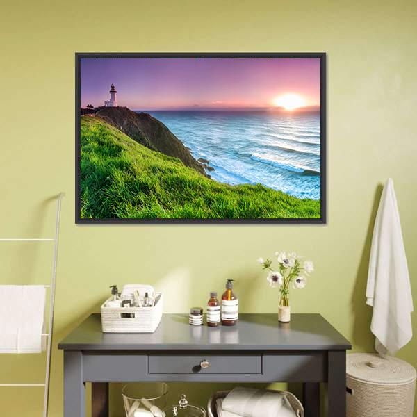 Byron Bay Lighthouse Panoramic Canvas Wall Art-1 Piece-36" x 12"-Tiaracle