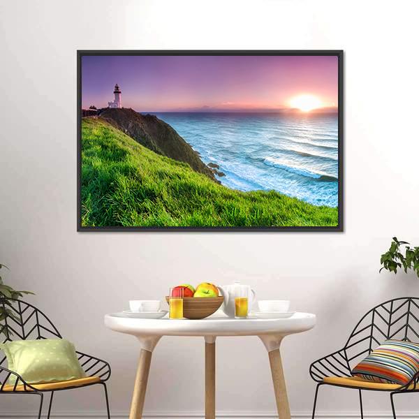 Byron Bay Lighthouse Panoramic Canvas Wall Art-1 Piece-36" x 12"-Tiaracle