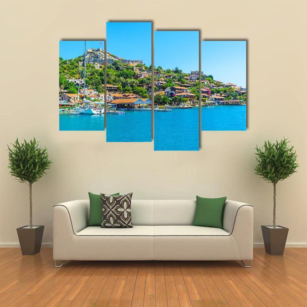 Byzantine Castle &amp; Village Canvas Wall Art-4 Pop-Gallery Wrap-50" x 32"-Tiaracle