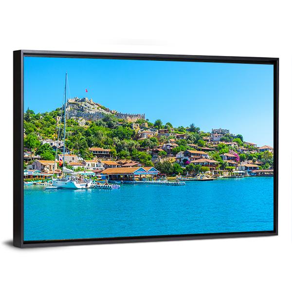 Byzantine Castle & Village Canvas Wall Art-3 Horizontal-Gallery Wrap-25" x 16"-Tiaracle
