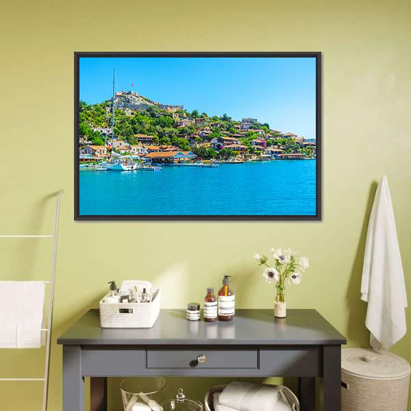 Byzantine Castle & Village Canvas Wall Art-3 Horizontal-Gallery Wrap-25" x 16"-Tiaracle